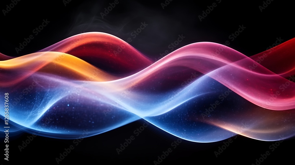 Abstract Colorful Waves Flowing Through Space Abstract Colorful Waves Flowing Through Space