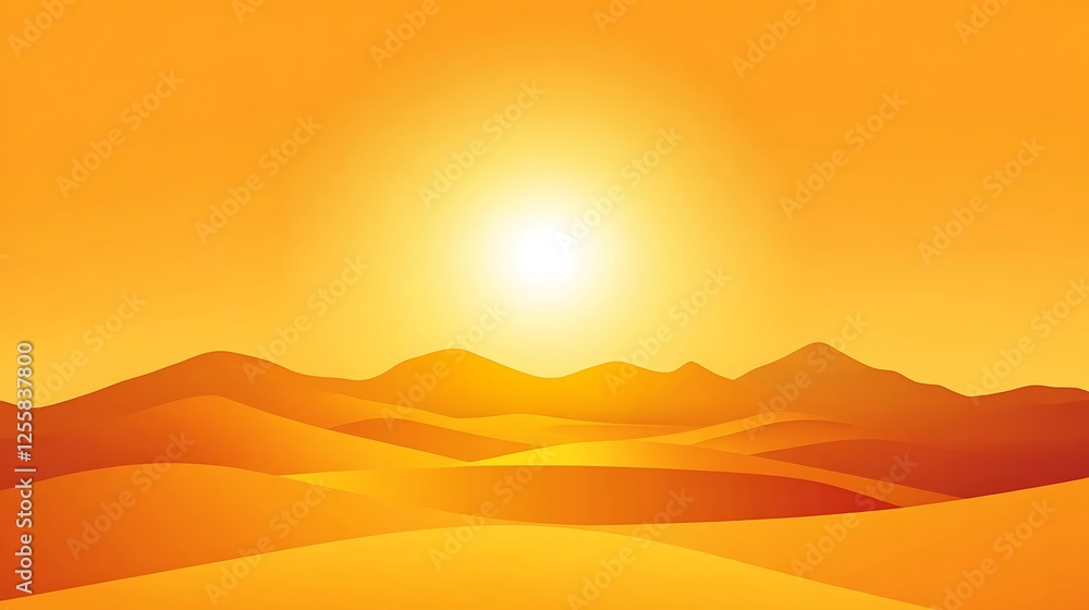 Golden Desert Sunset Over Rolling Sand Dunes Golden Desert Sunset Over Rolling Sand Dunes
