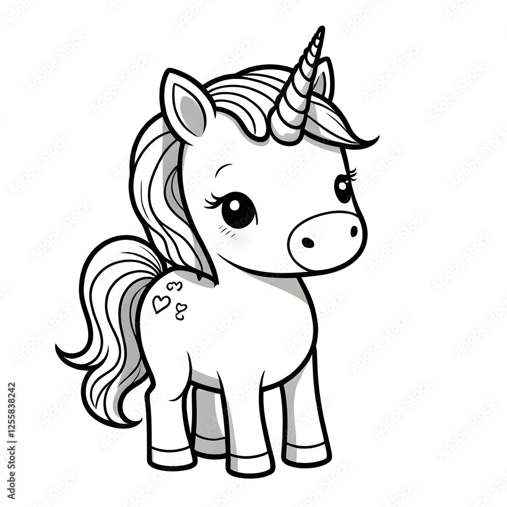 Fototapeta premium Kawaii Unicorn Coloring Page