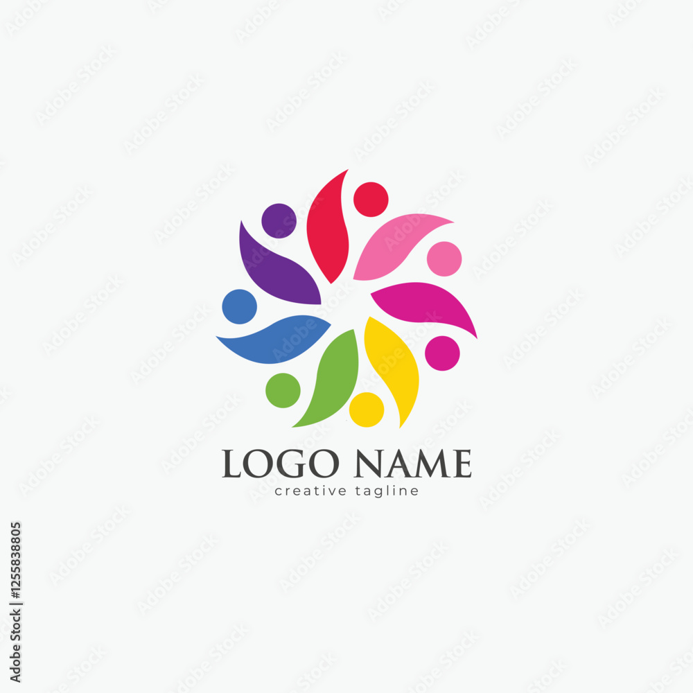 Obraz premium Community logo, together, team, union, teamwork, people logo fully editable vector template