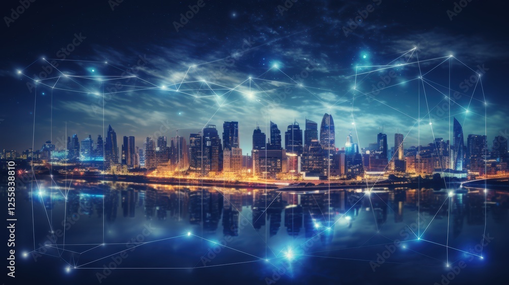 Fototapeta premium 5G, 6G, Big data wireless network, high speed internet, cloud computing or connect diagram technology, Data storage, service, synchronize, online, financial, Connectivity global, smart city, Gen AI