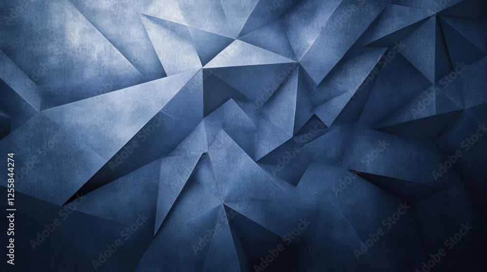 Textured blue abstract design with angular shapes and shadows creating a dramatic effect in a modern background Textured blue abstract design with angular shapes and shadows creating a dramatic effect in a modern background