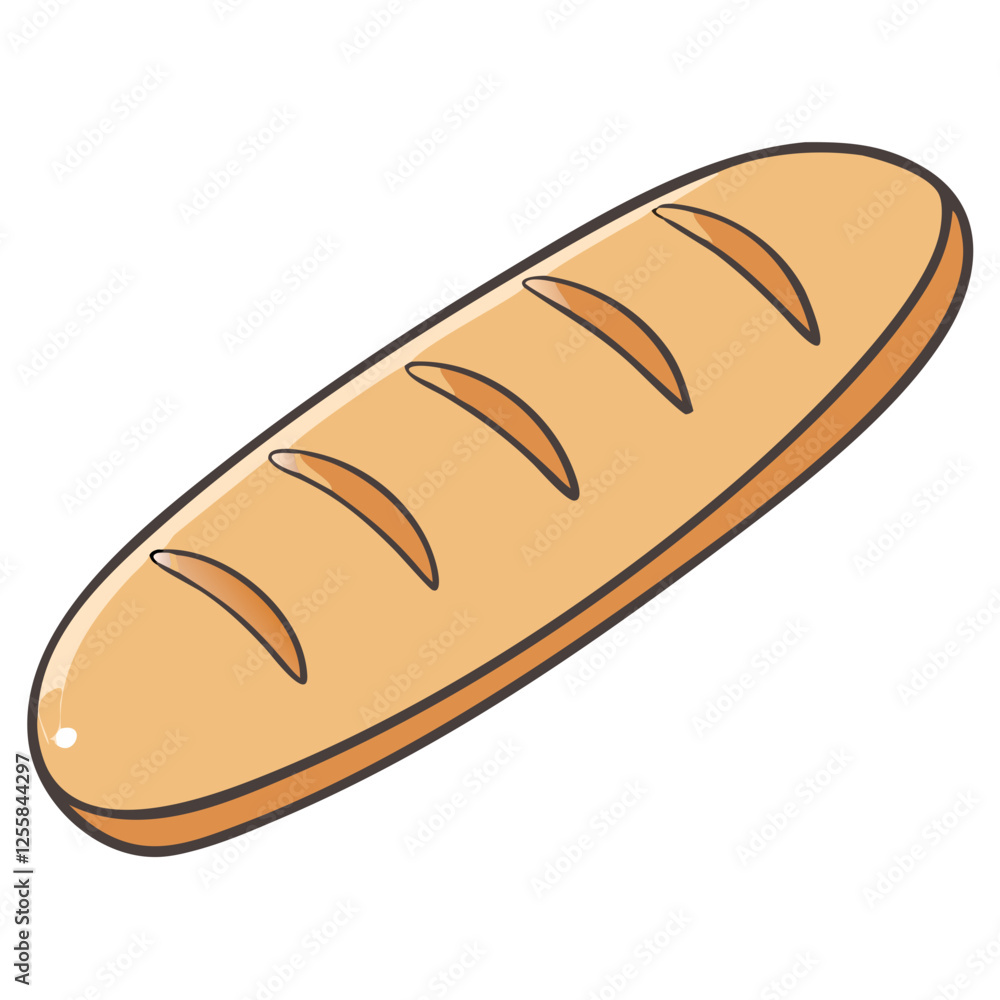Vector Illustration of Baked Bread Loaf with Slashes, A colorful vector image of a freshly baked bread loaf with slashes on top, perfect for bakery or meal concepts.
Vector Illustration of Baked Bread Loaf with Slashes, A colorful vector image of a freshly baked bread loaf with slashes on top, perfect for bakery or meal concepts.