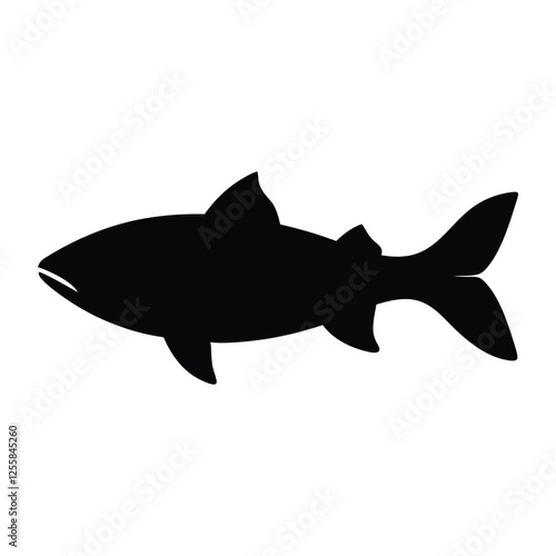 koi fish silhouette vector illustration, one side.