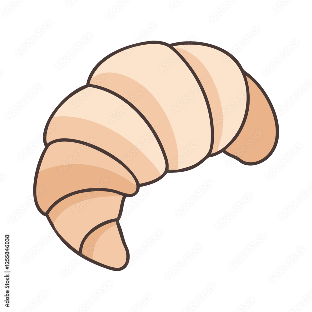 Fresh Croissant with Soft Layers Illustration, A simple vector illustration of a freshly baked croissant with soft, flaky layers and a light golden hue.
Fresh Croissant with Soft Layers Illustration, A simple vector illustration of a freshly baked croissant with soft, flaky layers and a light golden hue.