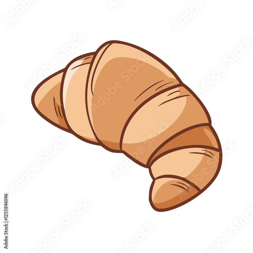 Golden Croissant with Flaky Layers Illustration, A vector illustration of a freshly baked golden croissant with a perfectly flaky texture and warm appearance.
