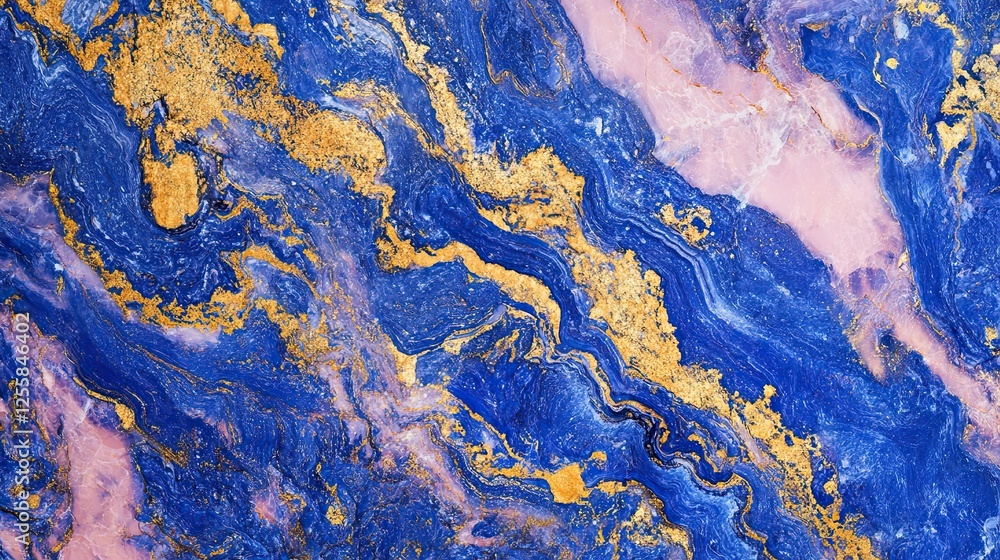 Luxurious Blue Marble Texture with Golden Veins and Soft Pink Accents Luxurious Blue Marble Texture with Golden Veins and Soft Pink Accents