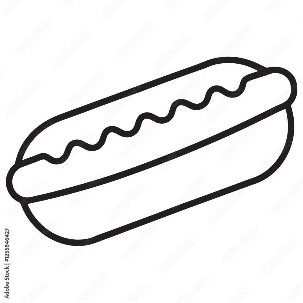 American hot dog in a bun with mustard and ketchup American hot dog in a bun with mustard and ketchup
