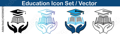 EDUCATION ICON SETSymbolizing education and achievement, this graduation cap icon represents academic success, completion, and the pursuit of knowledge