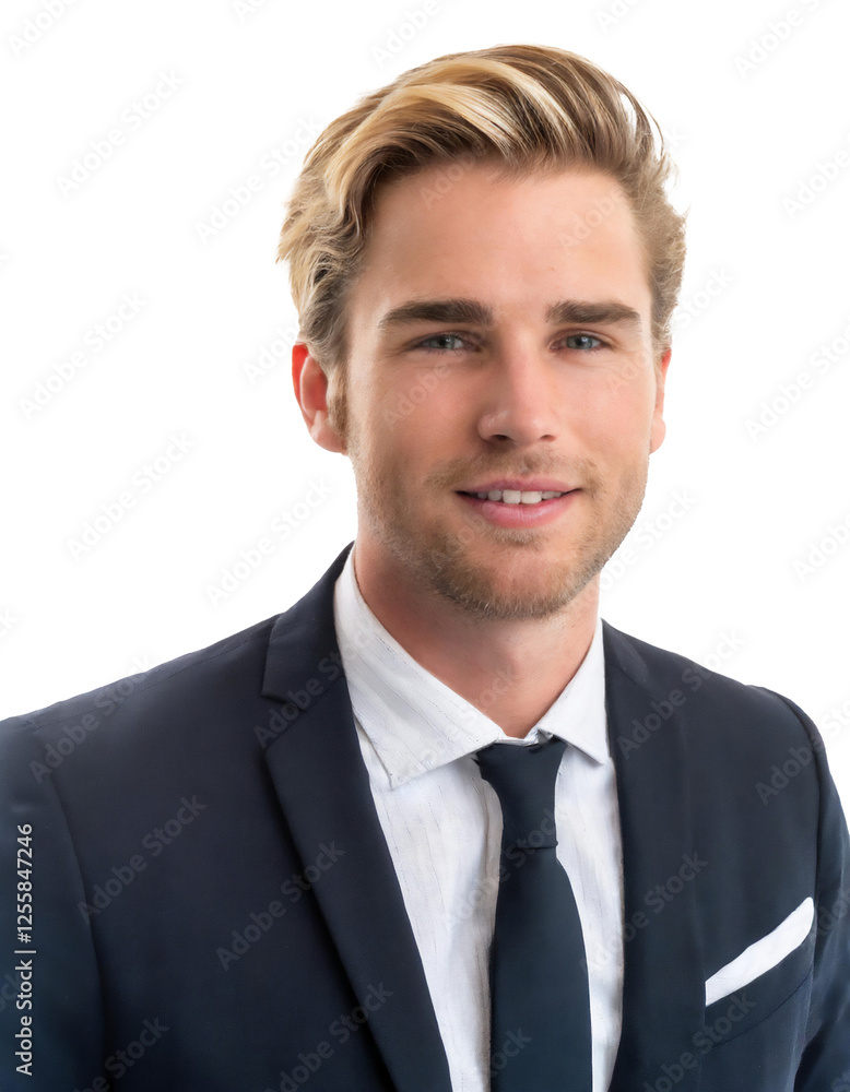 Portrait of only one Man. White Background. Portrait of only one Man. White Background.