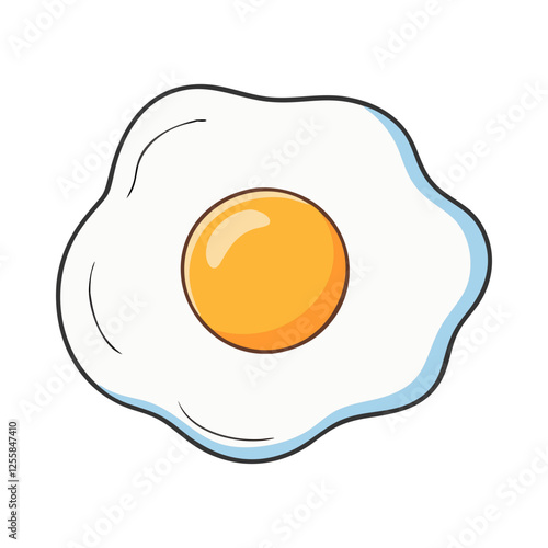 Fried Egg Vector Illustration, A simple and clean vector illustration of a fried egg with a golden yolk and crisp edges.
