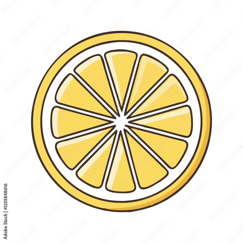 Vector Illustration of Lemon Slice with Segments, A vector illustration of a whole lemon slice with segmented parts, representing a vibrant and tangy citrus fruit.
Vector Illustration of Lemon Slice with Segments, A vector illustration of a whole lemon slice with segmented parts, representing a vibrant and tangy citrus fruit.