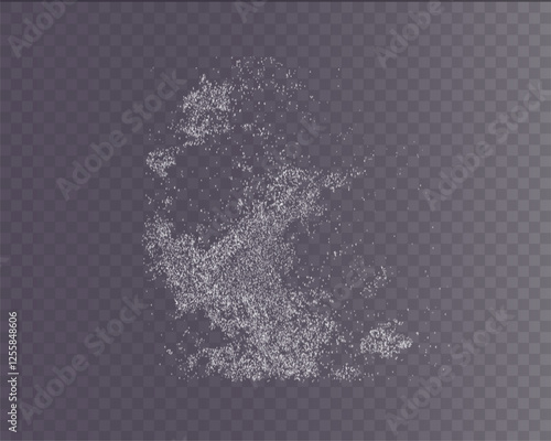Realistic salt and flour powder, scattered grains, crushed crystals, baking texture, falling dust and sugar splash, seasoning concept on transparent background 