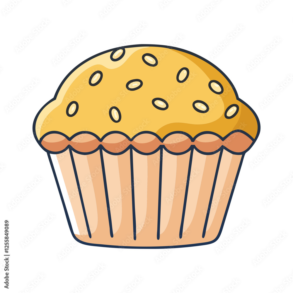 Vector Illustration of Muffin with Seeds on Top, A vector illustration of a muffin topped with seeds, representing a healthy and delicious baked treat.
Vector Illustration of Muffin with Seeds on Top, A vector illustration of a muffin topped with seeds, representing a healthy and delicious baked treat.