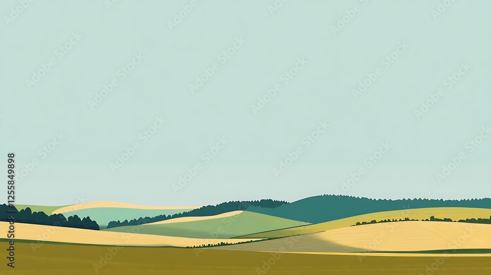 Obraz premium Rolling Hills Landscape Under a Pale Sky