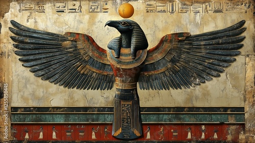 The mural of the ancient Egyptian god Horus