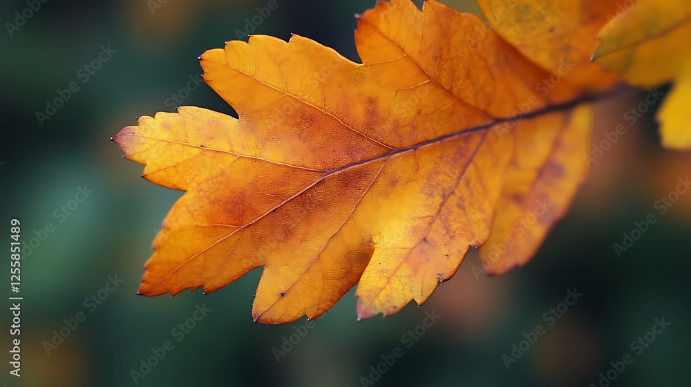 A single autumn leaf displays vibrant orange hues A single autumn leaf displays vibrant orange hues