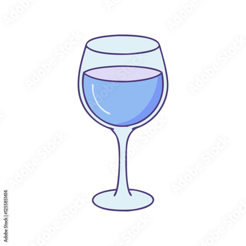 Illustration of a Glass with Water, Vector illustration of a glass filled with water, featuring a clean and simple design.
