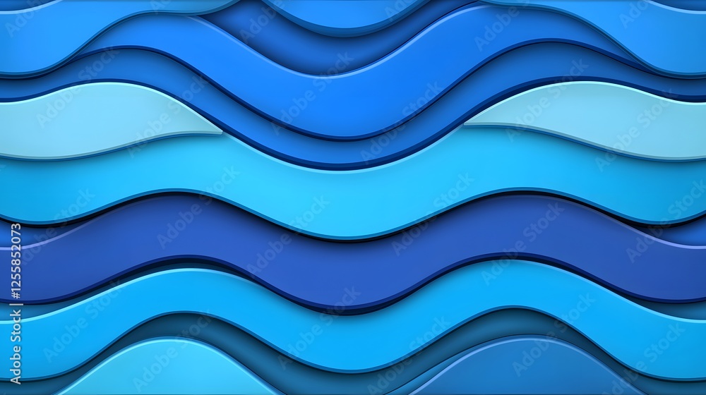 Fototapeta premium Abstract Wavy Pattern in Blue Tones Creating a 3D Effect