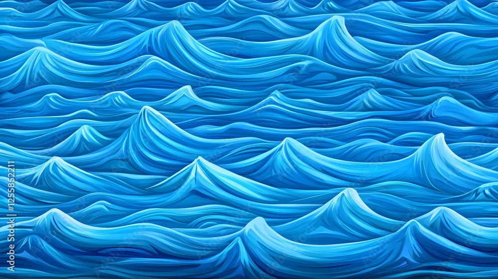 Abstract Waves in Shades of Blue Representing Calm Ocean Surface Abstract Waves in Shades of Blue Representing Calm Ocean Surface