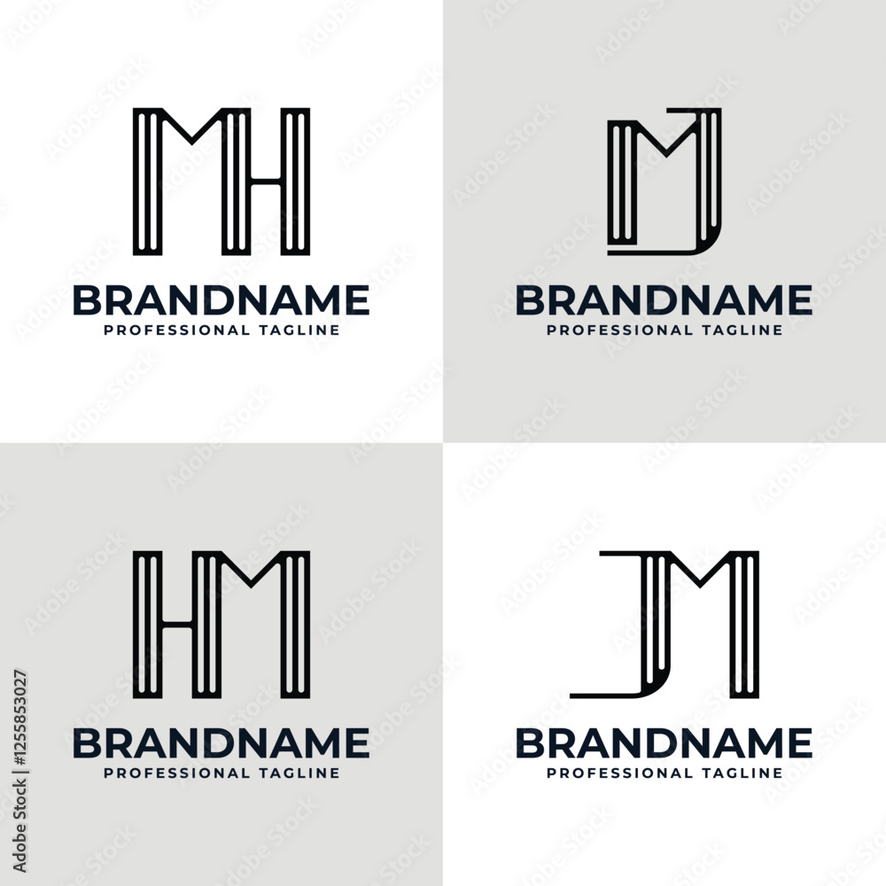 Obraz premium Letters MH HM MJ JM Stripe Logo, suitable for any business with MH HM MJ JM initials