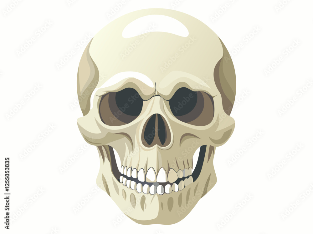 Fototapeta premium Realistic human skull isolated on a white background. ideal for Halloween, medical studies, and anatomy reference - Anatomical and Artistic Design.