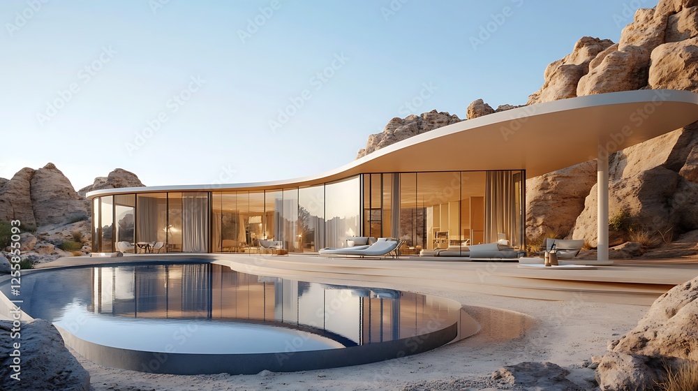 Fototapeta premium Luxury Cliffside Villa with Infinity Pool and Panoramic Views