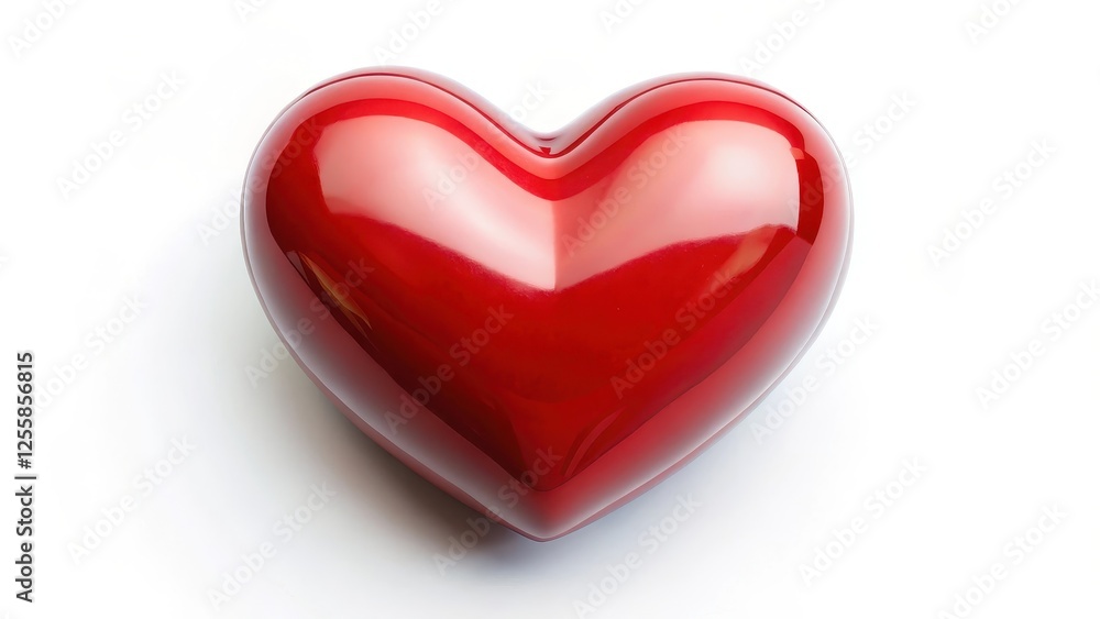 Red Heart Shape Object on White Background Red Heart Shape Object on White Background