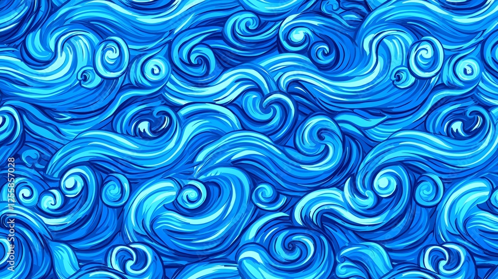 Vibrant Blue Wave Pattern with Dynamic Swirls and Motion Effect Vibrant Blue Wave Pattern with Dynamic Swirls and Motion Effect