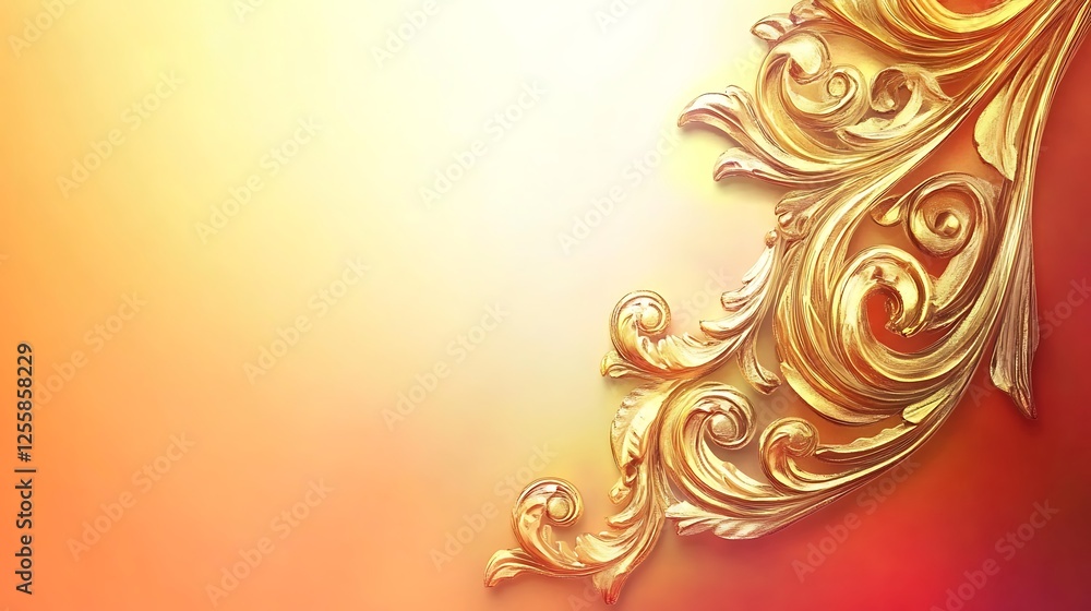 Golden Ornate Design on Gradient Background Golden Ornate Design on Gradient Background