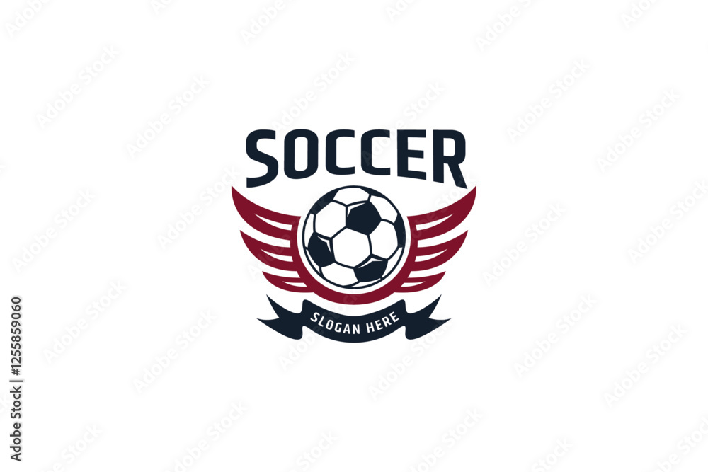 football logo with flapping wings combination in flat design style football logo with flapping wings combination in flat design style