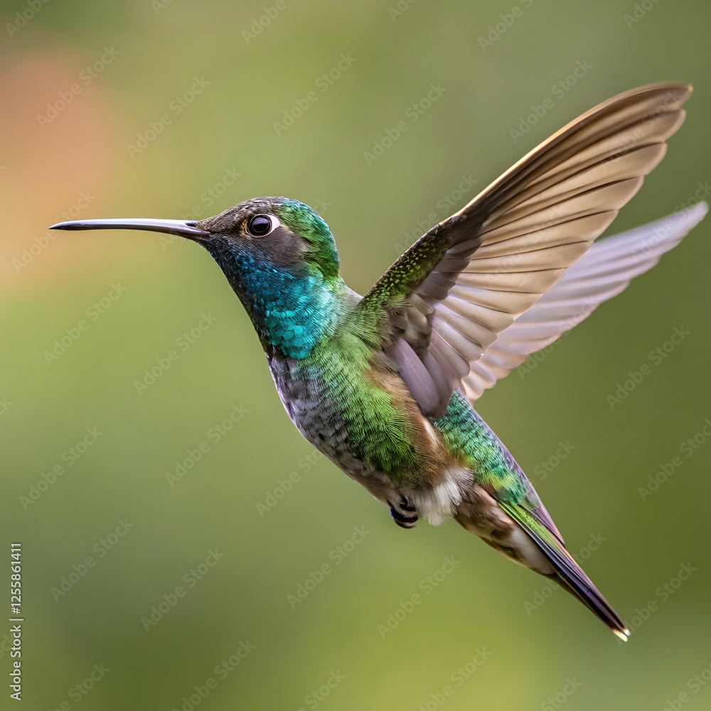 Fototapeta premium flying photorealistic hummingbird front view