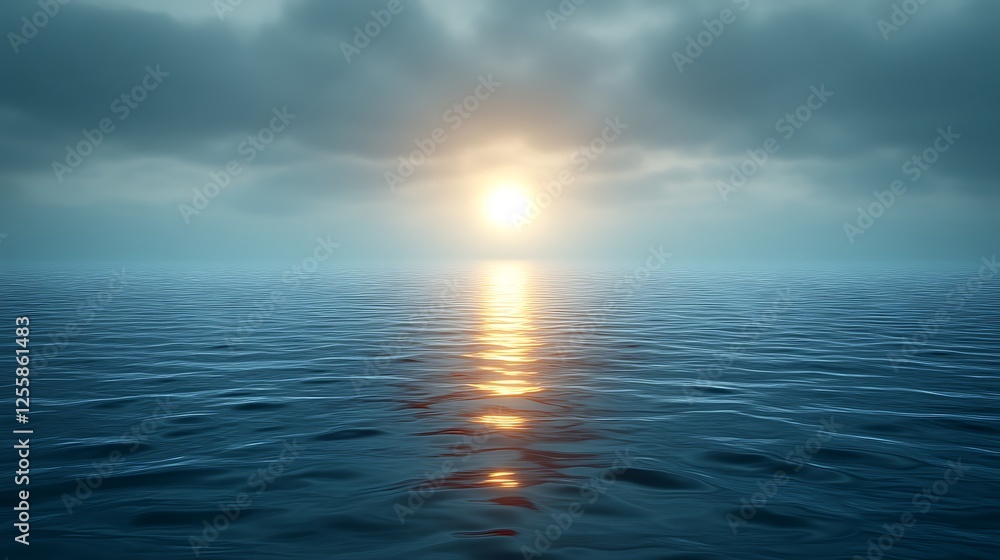 Fototapeta premium Serene Sunset Over Calm Ocean Waters