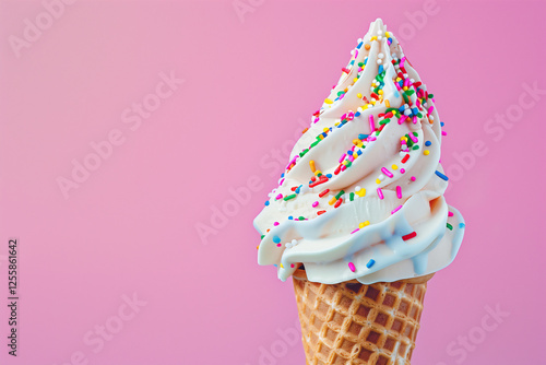 A vibrant and colorful ice cream cone with sprinkle