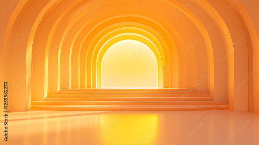 Fototapeta premium The image is a large, yellow archway with a white wall behind it