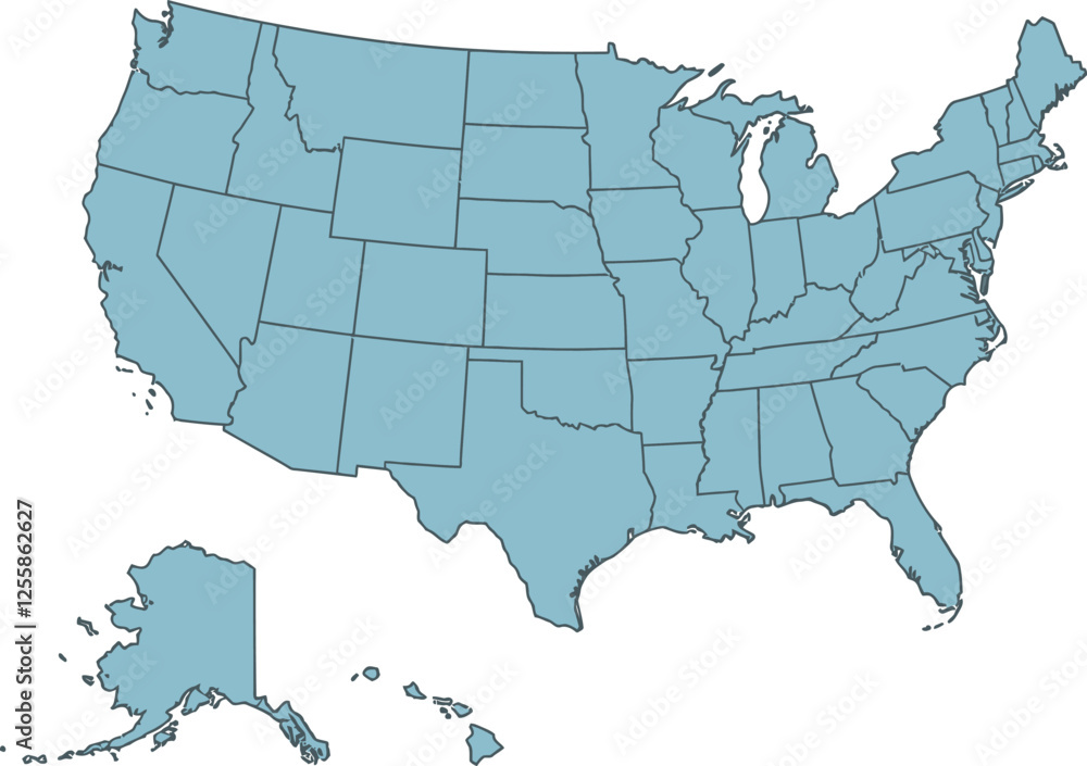 Naklejka premium usa map with map of usa clipart, us map, united states map, map of us, map of united states, america map state vector illustration