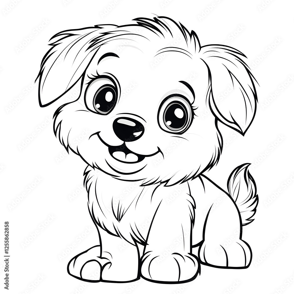 Fototapeta premium Cute Cartoon Dog Outline for Coloring Book for Children