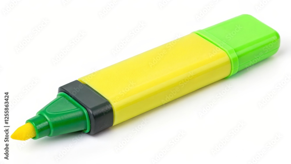 Yellow-Green Highlighter Marker on White Background Yellow-Green Highlighter Marker on White Background