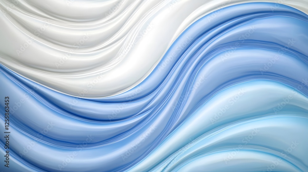 Fototapeta premium Abstract Wave Pattern in Soft Blue and White Tones for Background