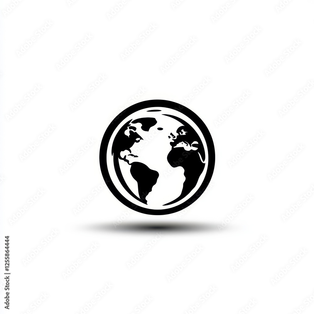 A Minimalistic Black and White Illustration of Earth with a Shadow Effect, Perfect for Representing Global Concepts and Environmental Awareness in Diverse Projects A Minimalistic Black and White Illustration of Earth with a Shadow Effect, Perfect for Representing Global Concepts and Environmental Awareness in Diverse Projects