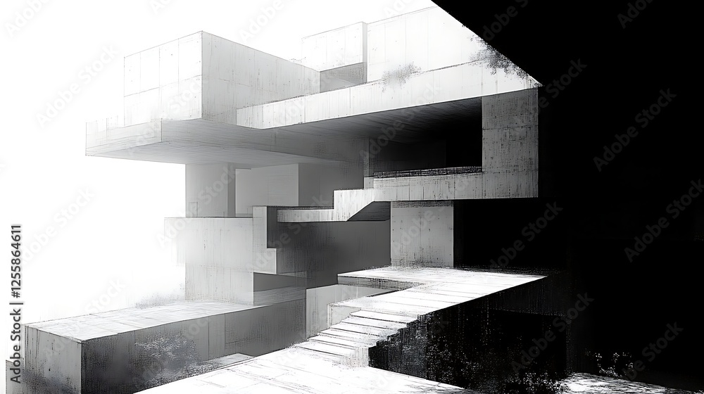 Fototapeta premium Abstract Concrete Structure Architectural Design Sketch