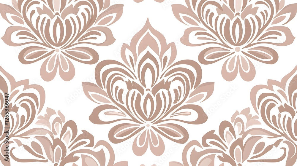 Fototapeta premium Detailed Floral Pattern Design in Soft Beige and White Background