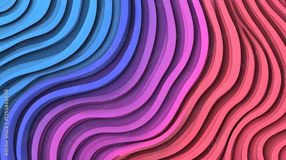 Fototapeta Colorful Wavy Lines Abstract Background in Blue and Pink Hues