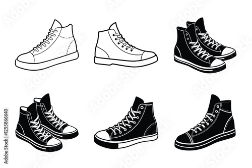 A set of High Top Sneakers, Sporty Shoes, Casual Footwear, Sneakers Design, Footwear Fashion, Stylish Sneakers