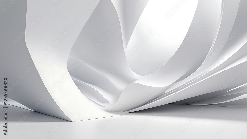 Fototapeta Elegant White Abstract Background for Design Projects, A smooth, flowing white background ideal for presentations, digital graphics, or creative projects.