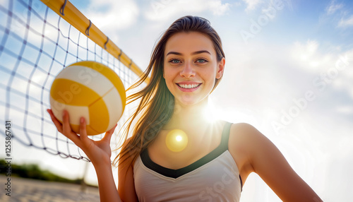 woman playing beach volleyball 
