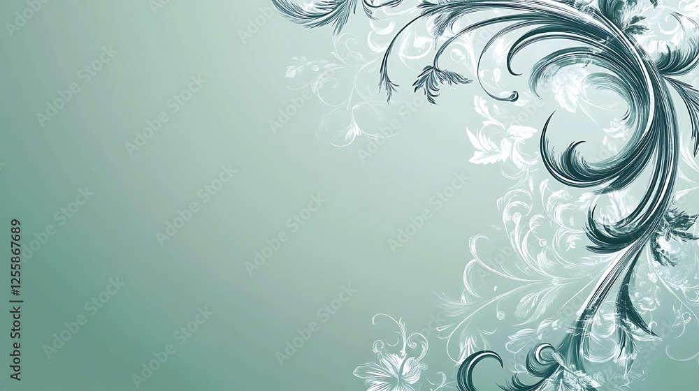 Elegant Teal And White Floral Design Background
