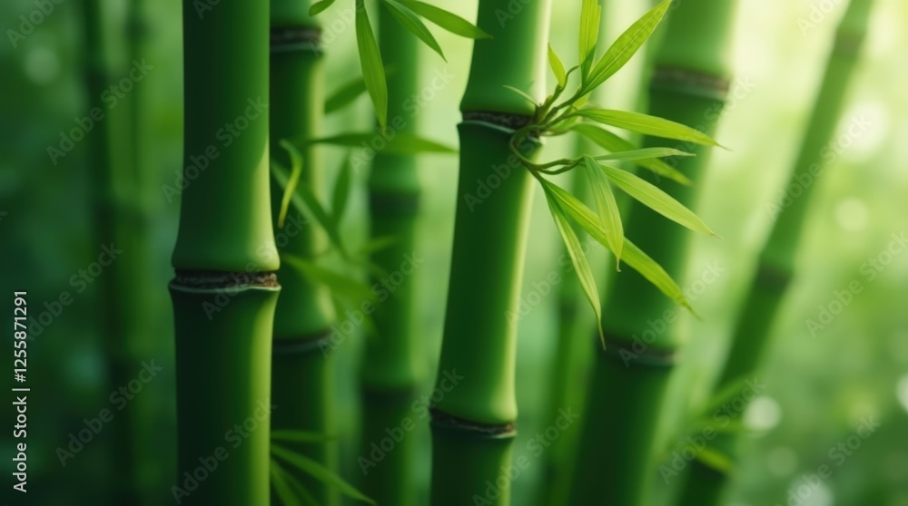 Fototapeta premium Bamboo stalks swaying gently in the breeze