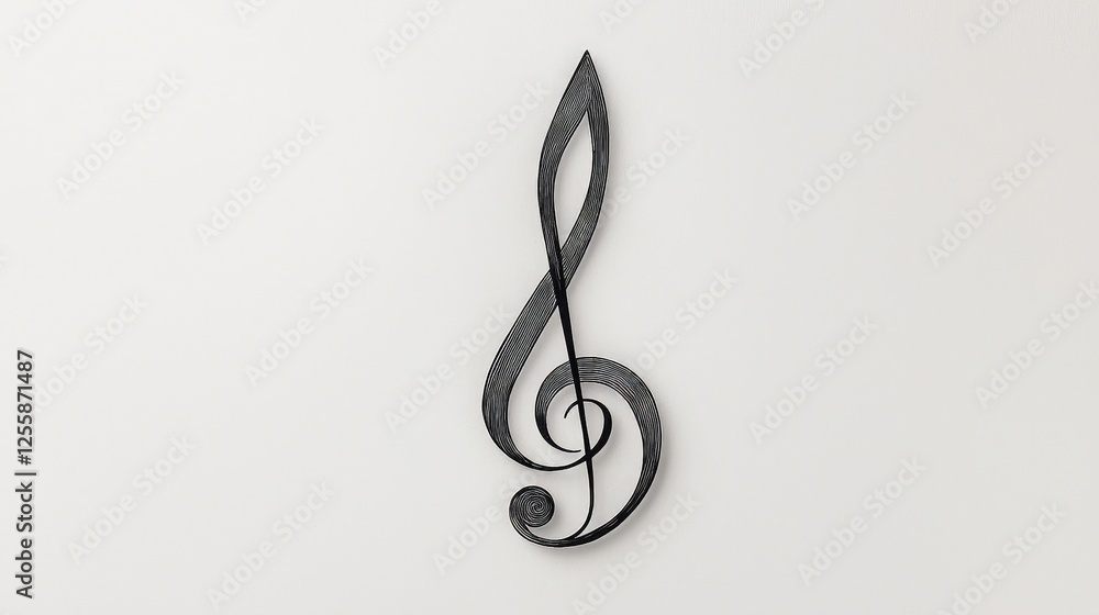 Obraz premium Elegant Black Musical Note Art Piece on a Neutral Background for Home Decor Inspiration