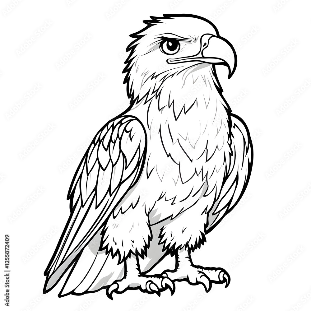 Obraz premium Cute Cartoon Eagle Outline for Kids Coloring and Crafts